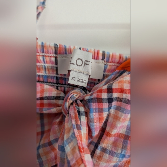 LOFT Plaid Front Tie Cami top - Picture 3 of 5